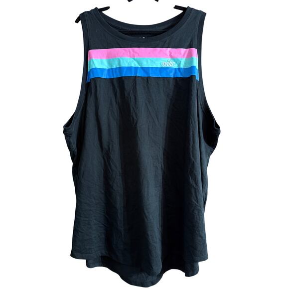 Nike Women's Plus Size The Nike Tee Black & Stripe Active Tank Size 3X - Picture 1 of 5